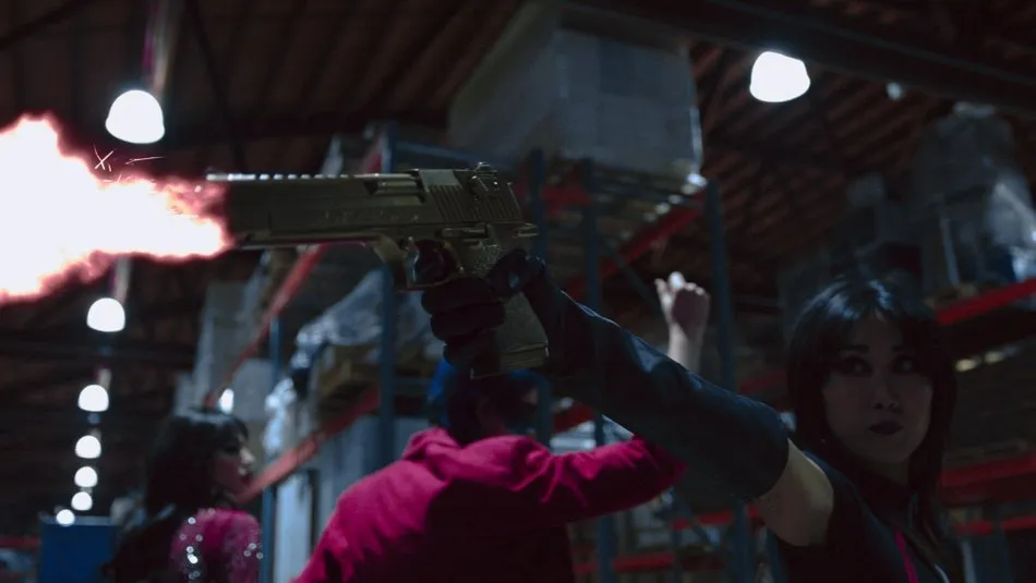 Music video still — action sequence